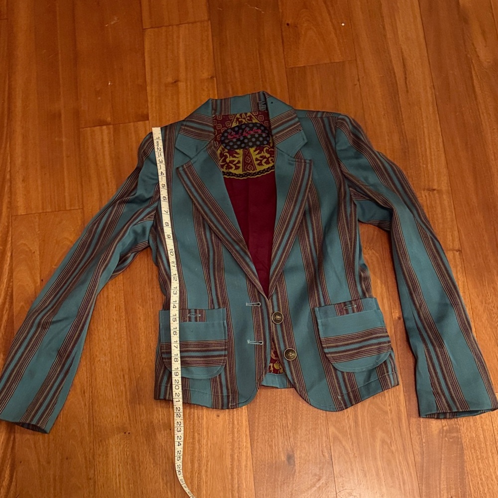 Robert Graham Teal and Brown Striped Blazer